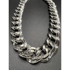 VTG Signed Classic Monet silver Quality Chunky Chain Necklace Hook Clasp 20”